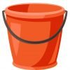 Illustration of garden plastic bucket. Tool for farming and gardening.